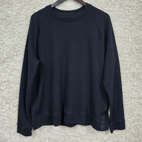 Municipal Other - Municipal Pullover Mens XXL Black Waffle‎ Thermal Long Sleeve Crew Neck Side Zip